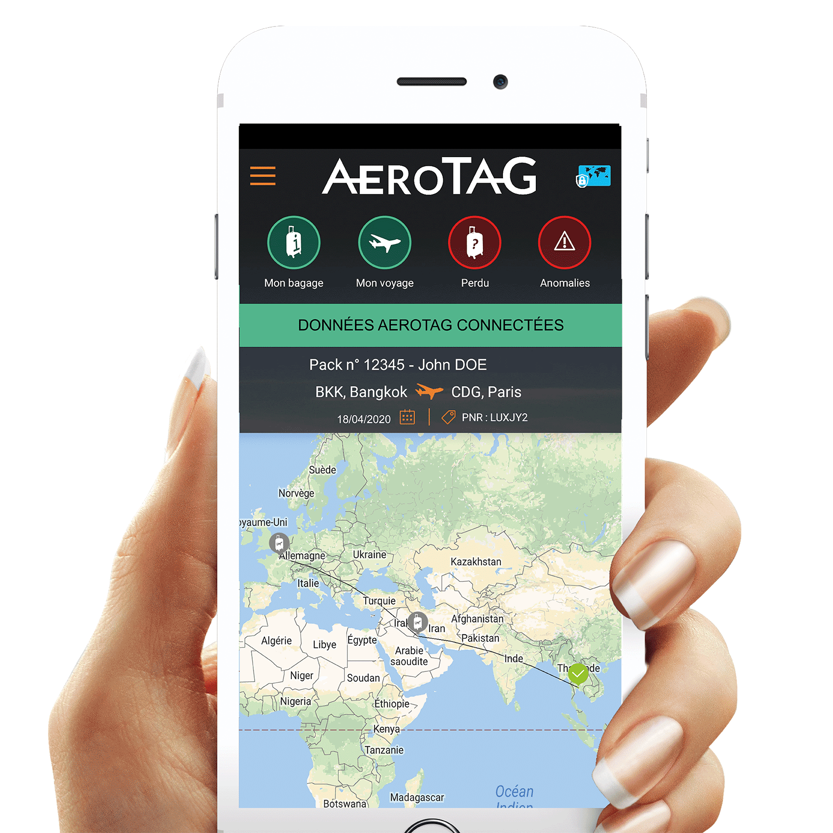 application mobile AeroTAG pour bagage égaré